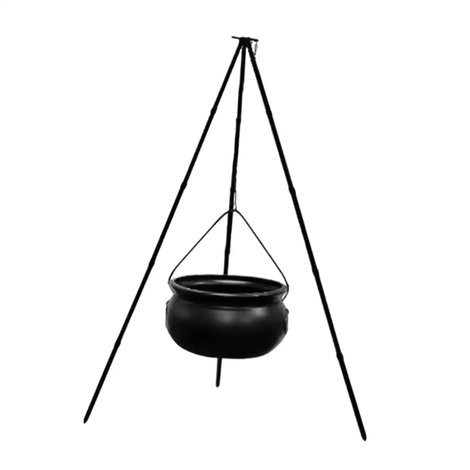 Halloween Witch Cauldron on Tripod with String Lights Multifunctional Outdoor Decorations Metal Tripod Accessories Candy Bucket