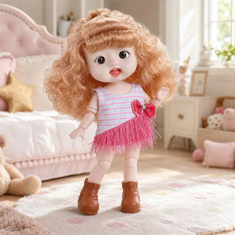 28cm 1/6 Scale Multi Joint Doll 19 Joints Movable Cute Emoticon Face Cute Emoticon Doll Dress-Up Feature Loli Princess Doll