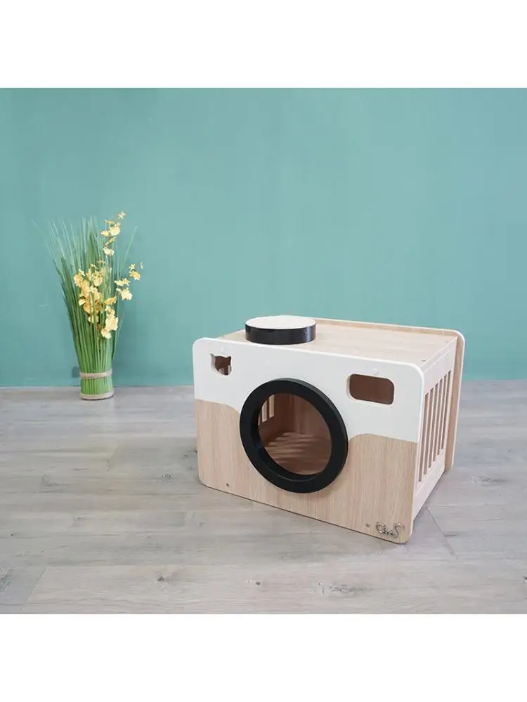 Cat Furniture Retro Color Matching Wooden Cat House Cat Litter Cat Toy