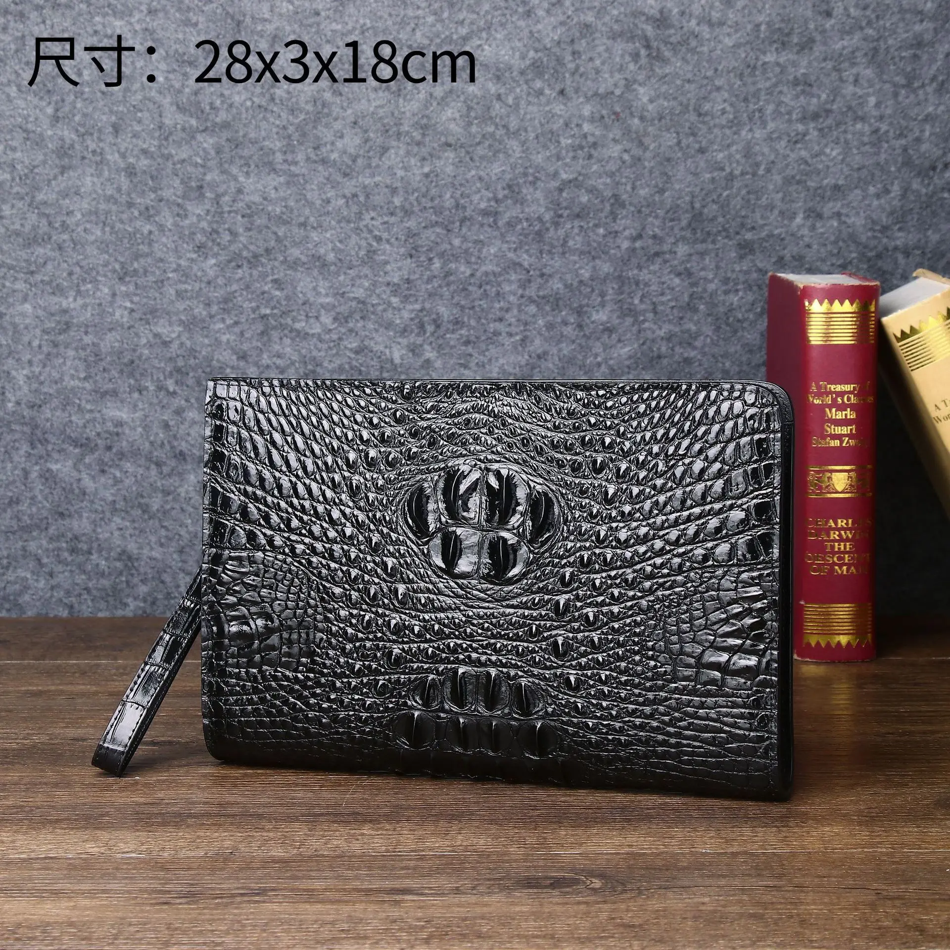 New Crocodile Skull Pattern Men's Big Business Clip Bag High End Fashion Handbag Large Capacity Wallet сумка мужская Sac à Main