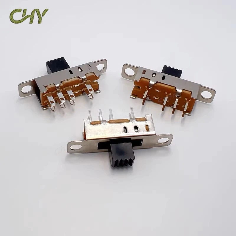 10Pcs/Lot SS23E04 Double Toggle Switch 8 Pins 3 files 2P3T DP3T Handle High 5mm Small Slide Switch Pin Leg Hole Pin