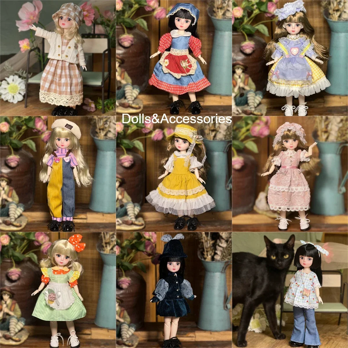 1/6 Anime BJD Doll 30cm Girls Dress Up Regalo di compleanno Giocattoli con vestiti 23 Giunti Corpo mobile Principessa Accessori per bambole complete