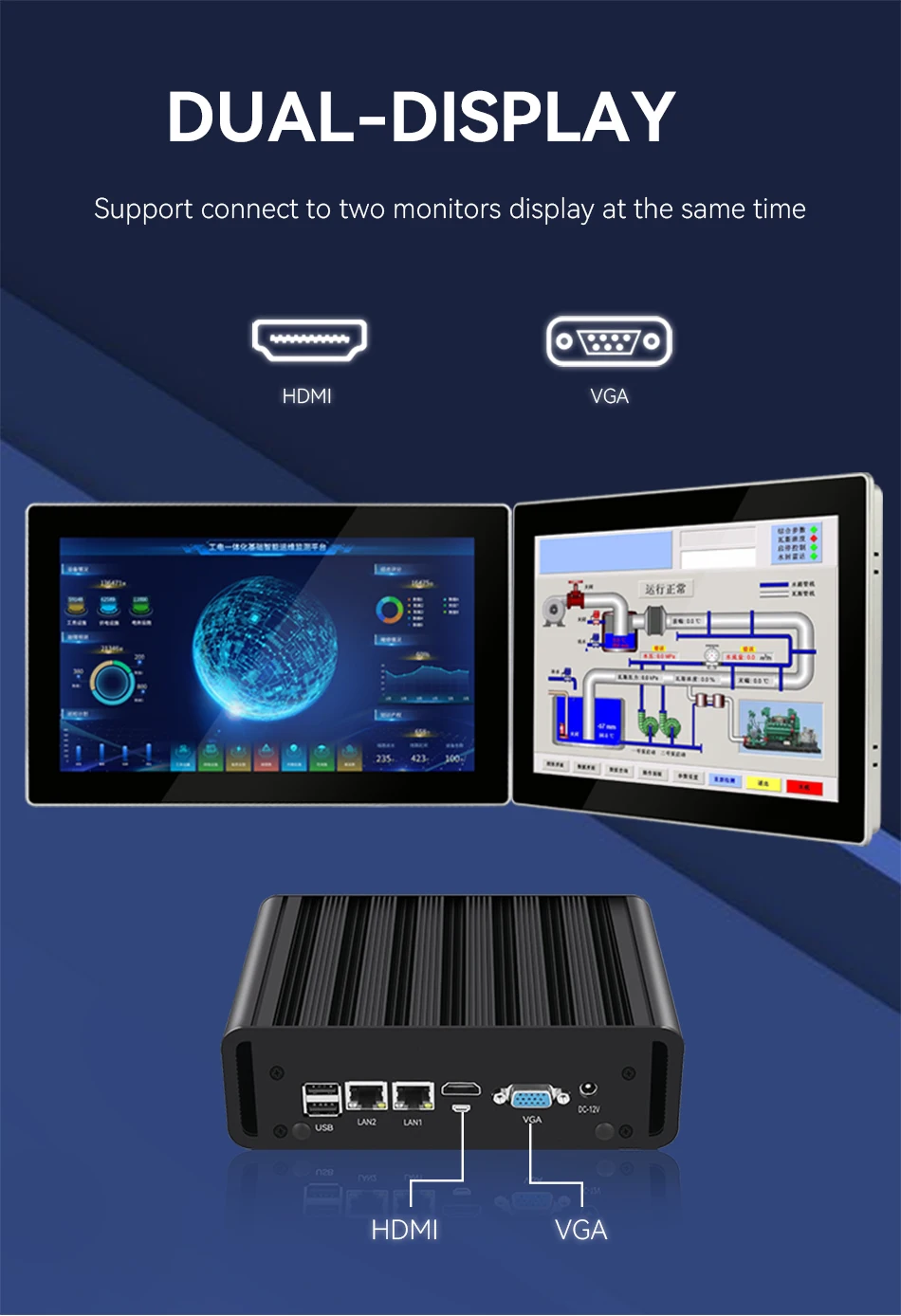 Fanless Industrial Mini PC Intel N100 J6412 2x Ethernet 2x COM RS232/485 6x USB 4G LTE SIM Card WiFi Windows Linux