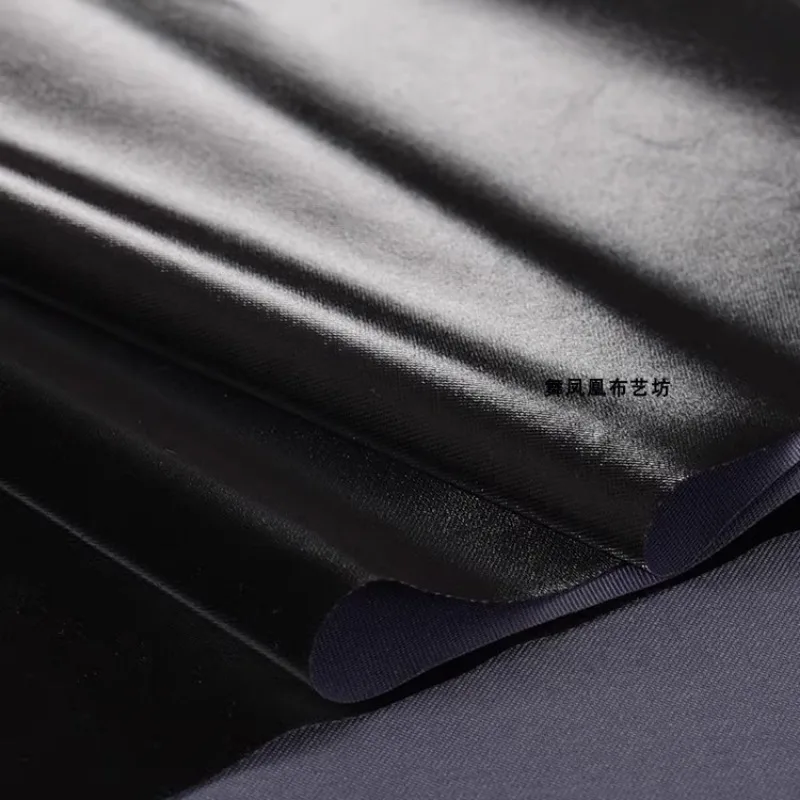 Leather Fabric Thin Pure Black Matte Silk Smooth Soft Jacket Apparel Sewing Fabric Wholesale Cloth for By The Meter Diy Material