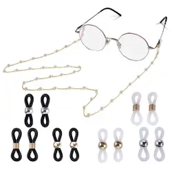 1 Set 20pcs Gold/Silver Plated Eyeglass Chain Strap Holders Glass Rubber Loop Ends