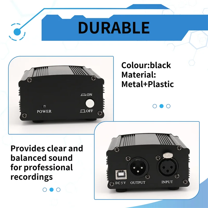 A19Q-1-قناة 48 فولت فانتوم إمدادات الطاقة مع XLR 3 دبوس كابل الميكروفون لإمدادات الطاقة الميكروفون