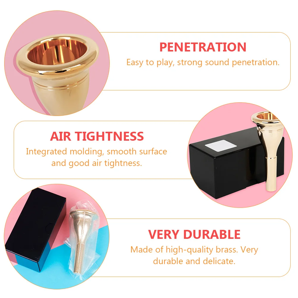 

Gold Plated Brass Mouthpiece Classic Design Durable High Quality Smooth Surface Strong Sound Penetration Air Tight Protection