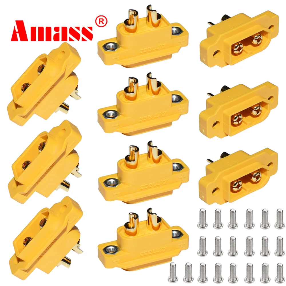 

Amass 10 PCS XT60E-M Mountable XT60E Male Plug Connector with Screws for RC Drone Aircraft FPV Racing Drone XT60E M Connectors