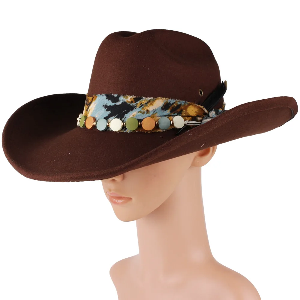 New European And American Denim Felt Hat, Fashionable Retro Curved Brim Cowboy Hat, Street Jazz Style Autumn And Winter Hat