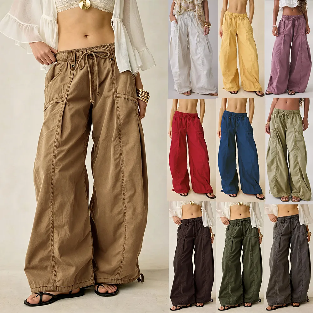 Women's Wide-leg Pants.. 2026 Run! And Autumn. New Street. Style Loose Random Post Pants.. 16236 Luxury Robe Clothes