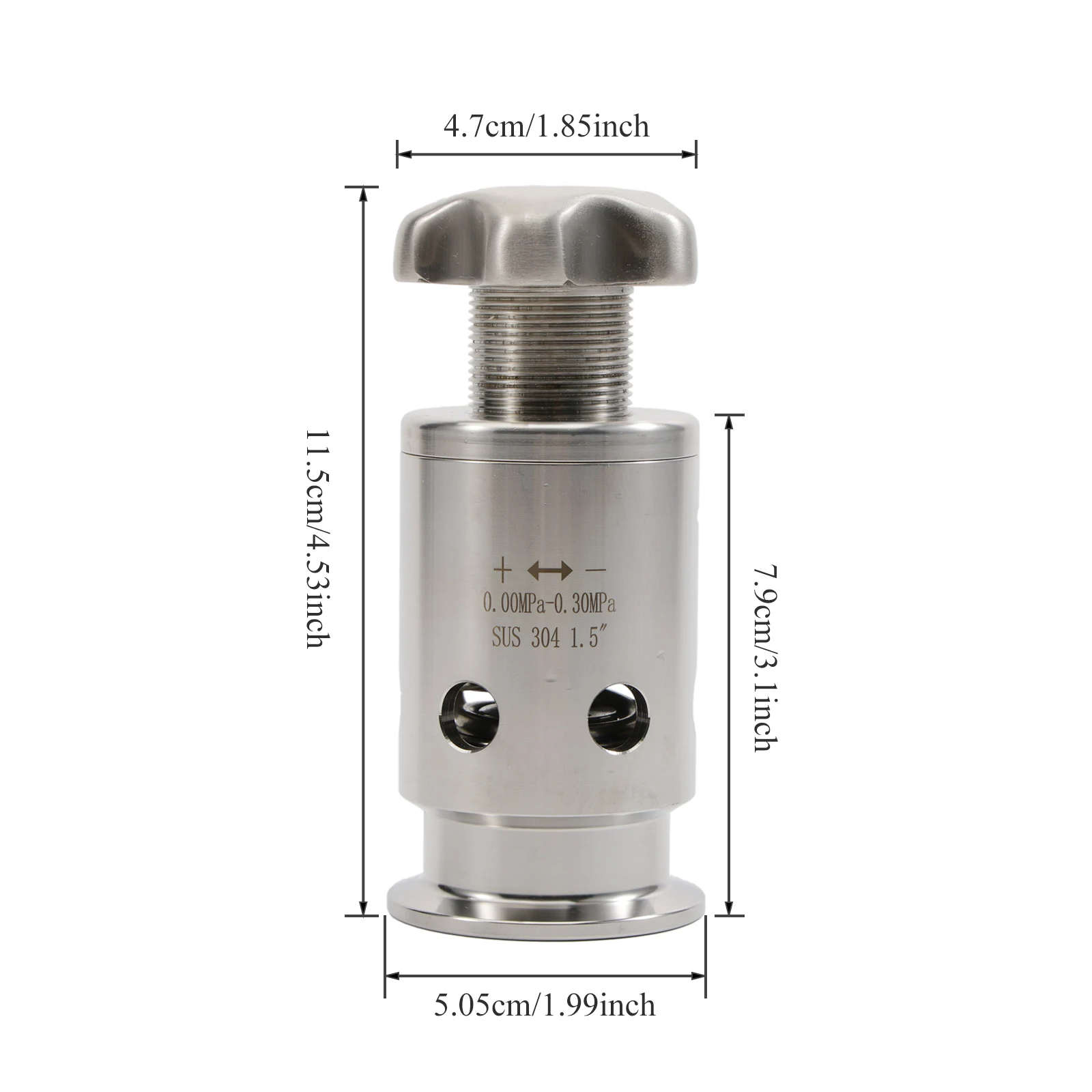 Adjustable Pressure Relief Valve Tri Clamp 1.5