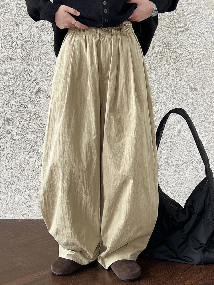 WHTREND الأساسية بسيطة تنوعا فضفاض السراويل الطويلة للنساء الخريف جديد مستقيم عادية واسعة الساق بنطلون WH2077 #2