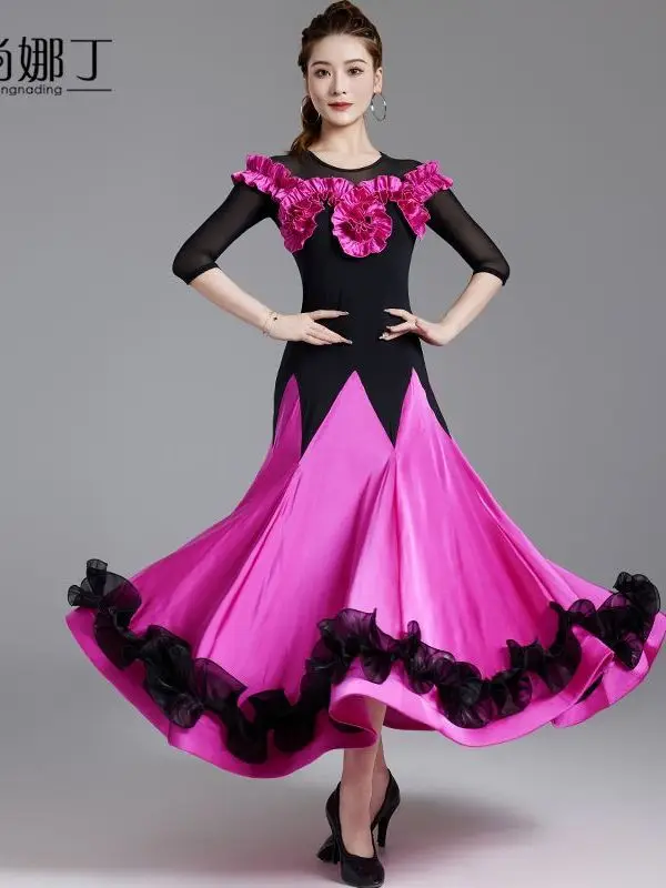 Modern Dance Skirt New Waltz National Standard Friendship Dance Costume Large Swing Performance Practice Dress