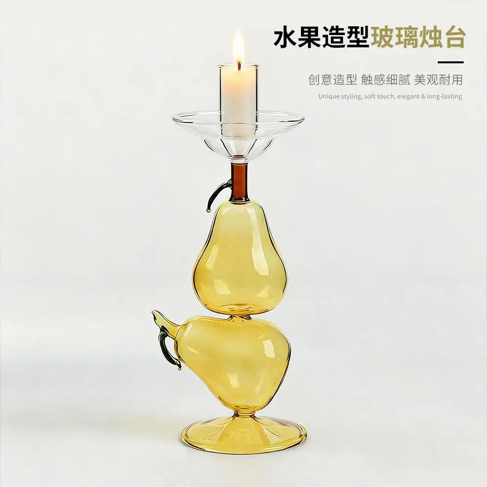 2.5cm Diameter, Yellow Duck Plum Glass Candlestick, Long Stick Candles, Romantic Candlelight, Colorful Candle Stand, Home Decor