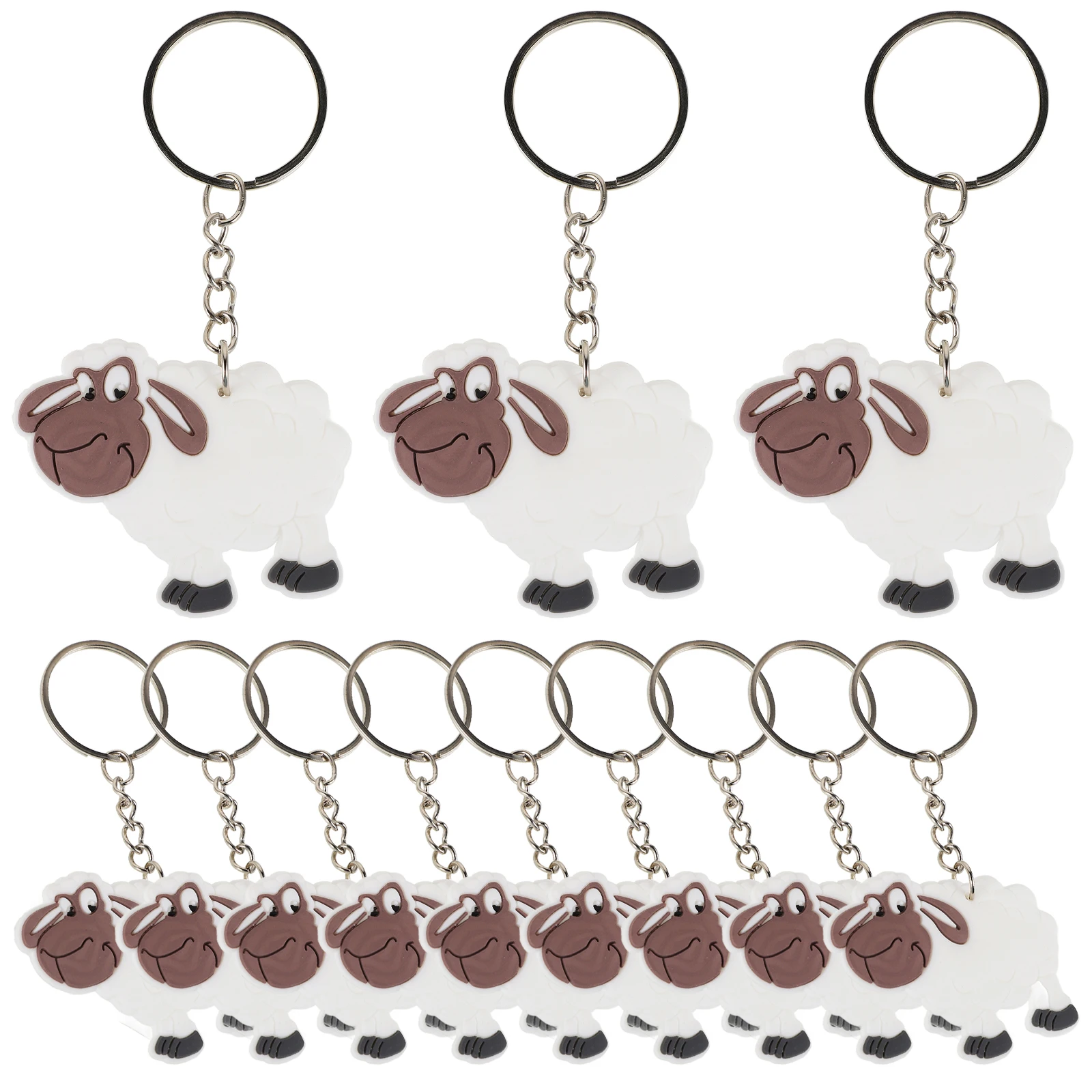 

12 Pcs Sheep Keychain Animal Hanging Charm Pendant PVC Cartoon Design Gifts Kids Toys Festive Accessories