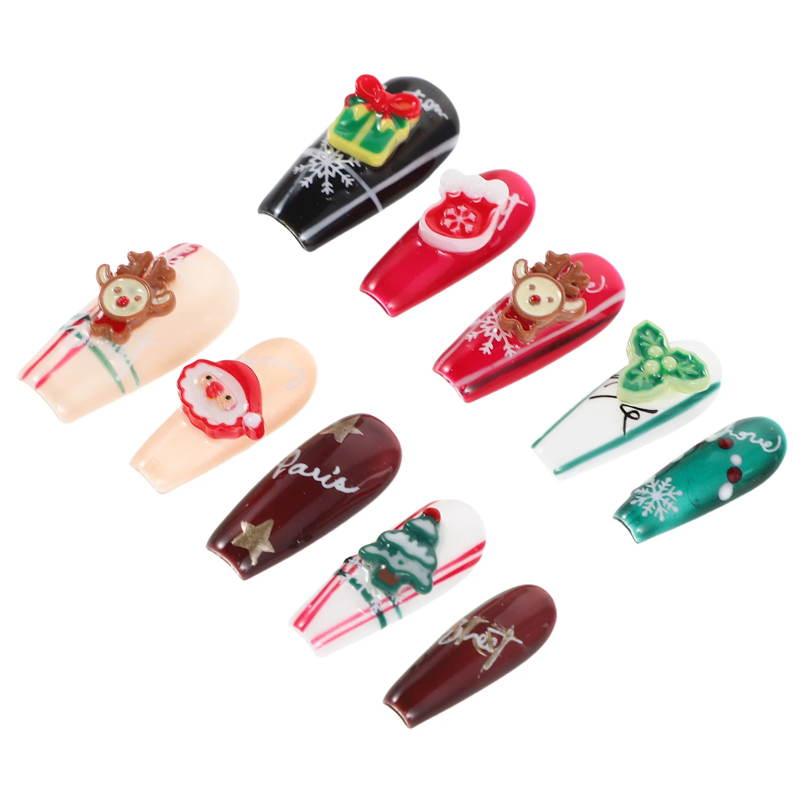 

1 комплект, рождественский пресс для ногтей, полное покрытие, красный, белый, Санта-Снежинка, рождественская елка, круглый многоразовый клей на кончиках ногтей