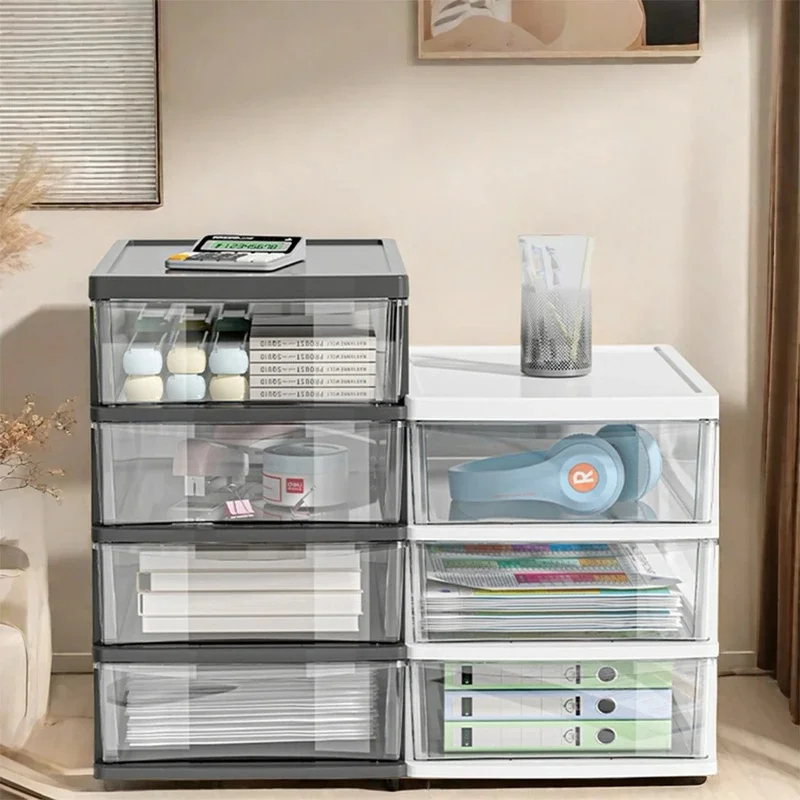 2-6 Layers small Desktop Storage Box with Drawer Heightened Table Organizer Plastic Office storage cabinet  for home Stationery