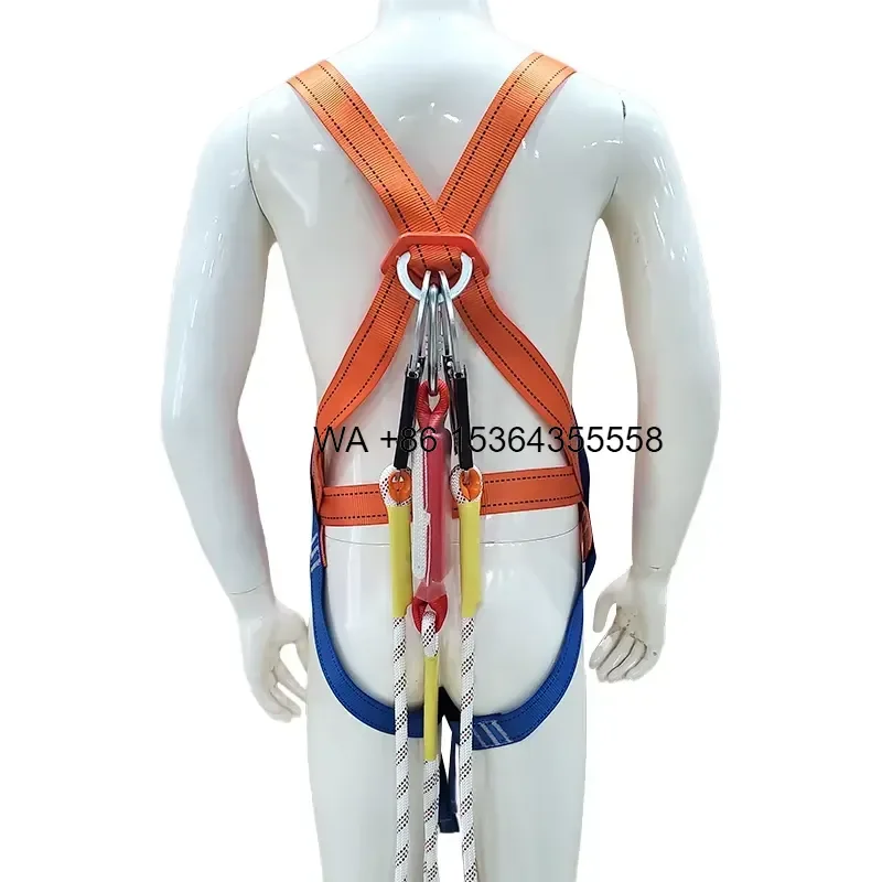 Wmwmnu for 4 Points Full Body Safety Harness Polyester EN361 2002 Certified Industrial Climbing Rescue Rope Stainless Steel D