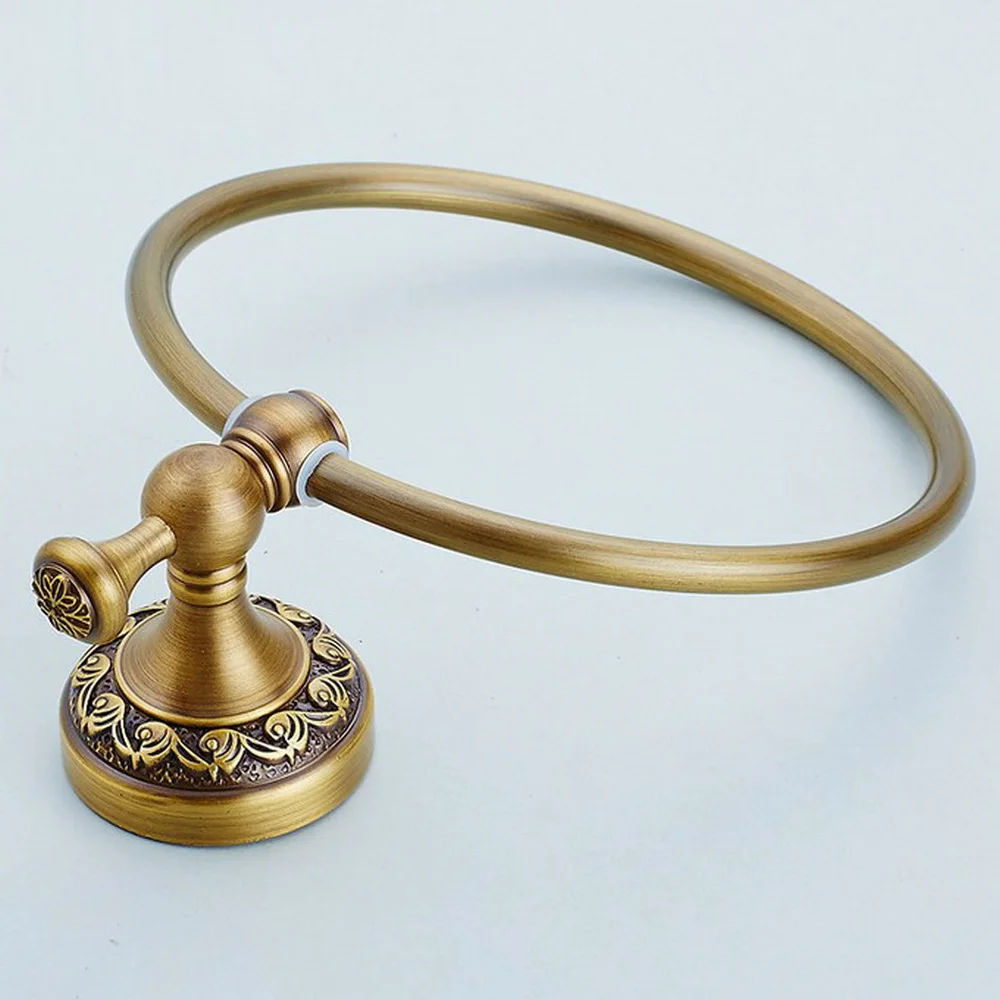 Antike Bronze Messing Handtuch Ring Runde Wand Montiert Handtuch Rack Bar Halter Bad Zubehör Bba489