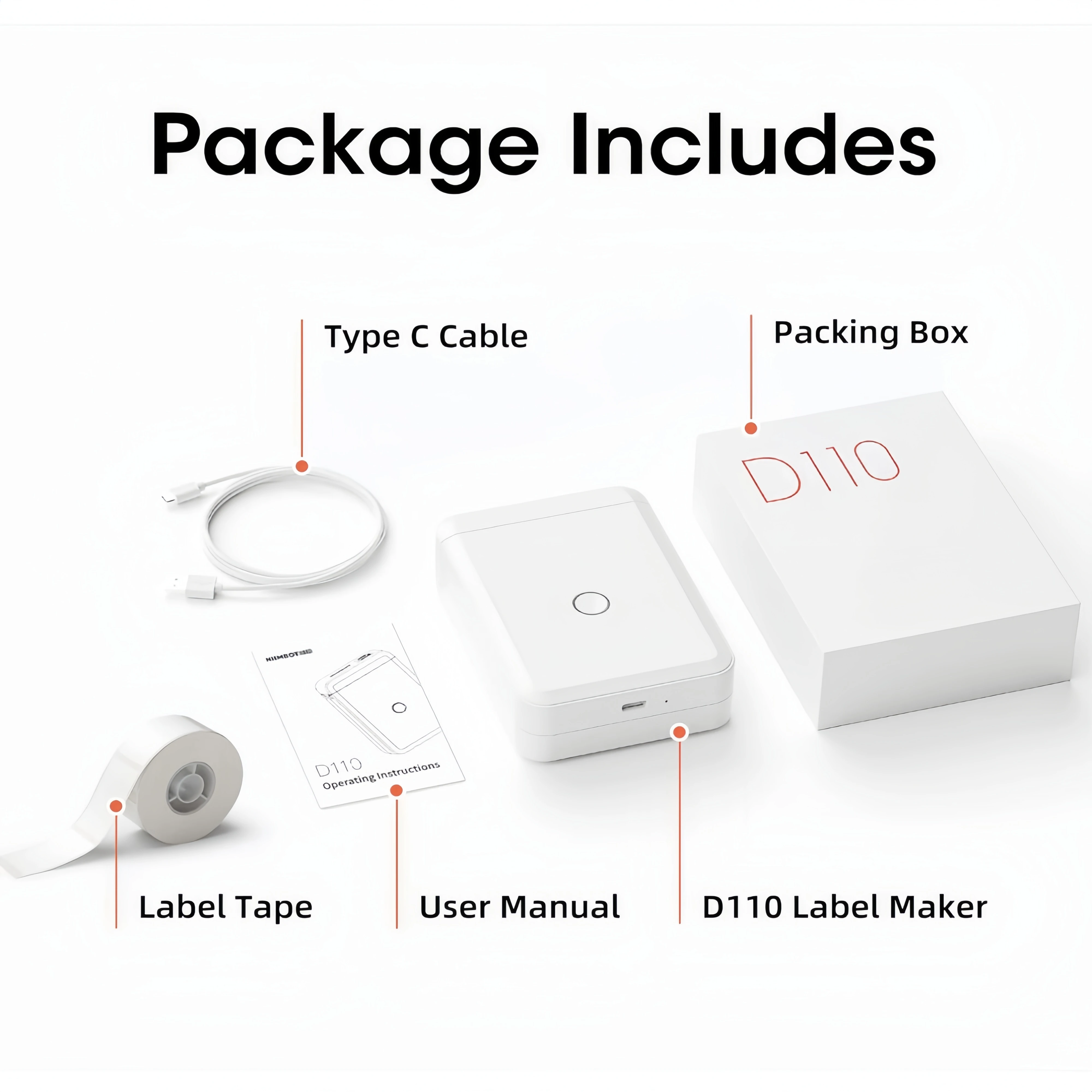 Niimbot D110 Mini Portable Thermal Printer Inkless Pocket Bluetooth Label Printer Adhesive Anti-Oil UV for Mobile