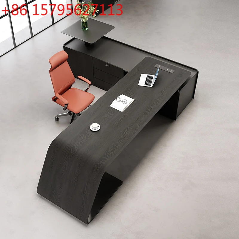 

Lifting boss table light luxury high sense president table simple modern chairperson's office leadership desk combination