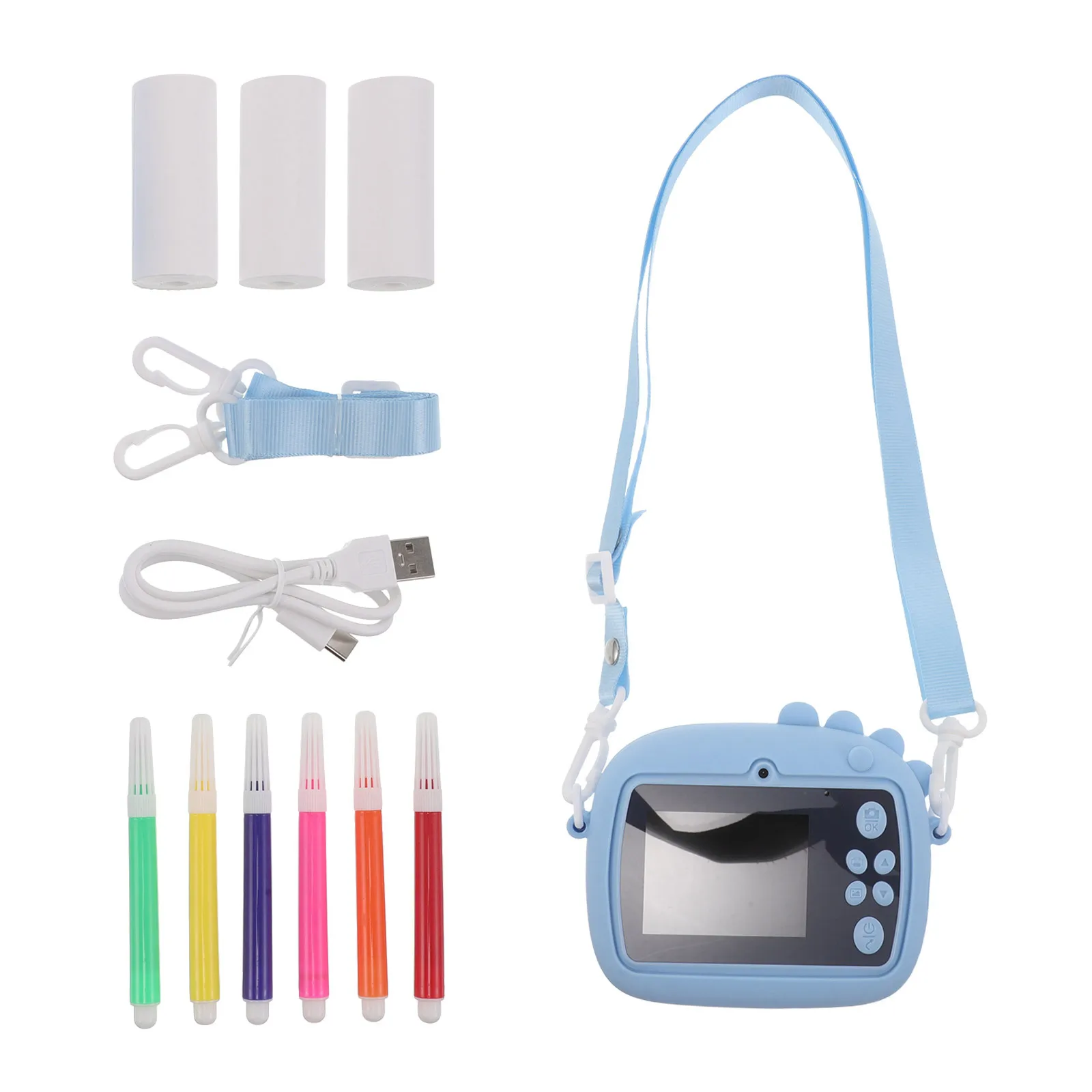 كاميرا رقمية كرتونية للأطفال، طباعة فورية ملونة محمولة لحفلات أعياد الميلاد، أنشطة تصوير القصاصات بنفسك #3