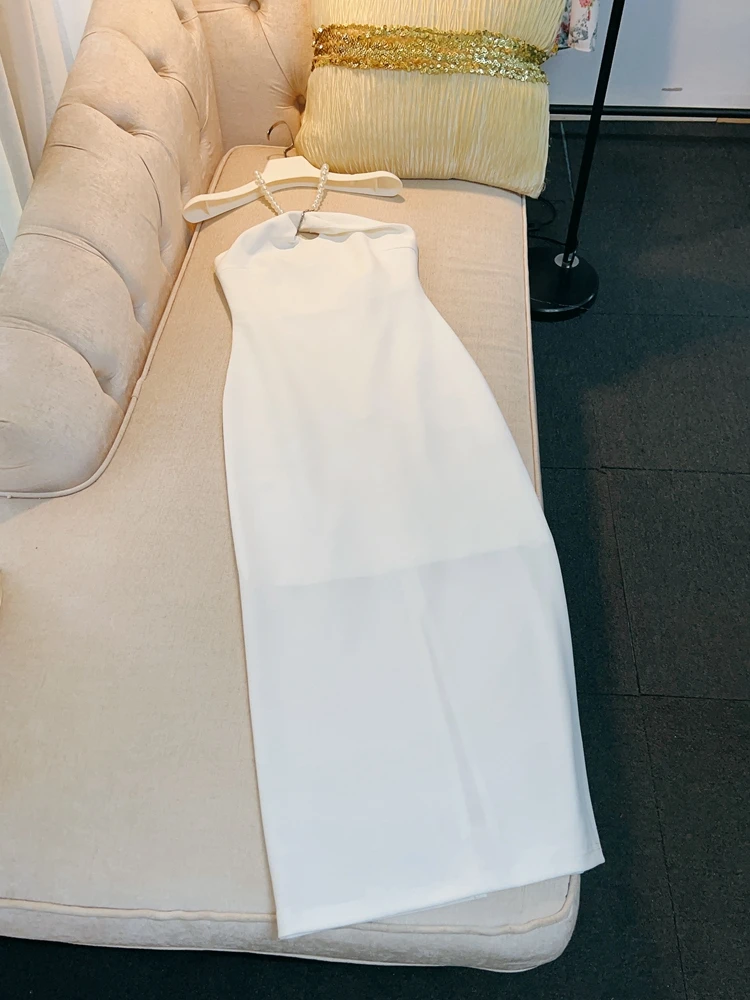 

Ele Pearl Nelace Gown White oulder Bared Ball Dr Sli Women's Long Skirt Ele French Sle High Waist Dr