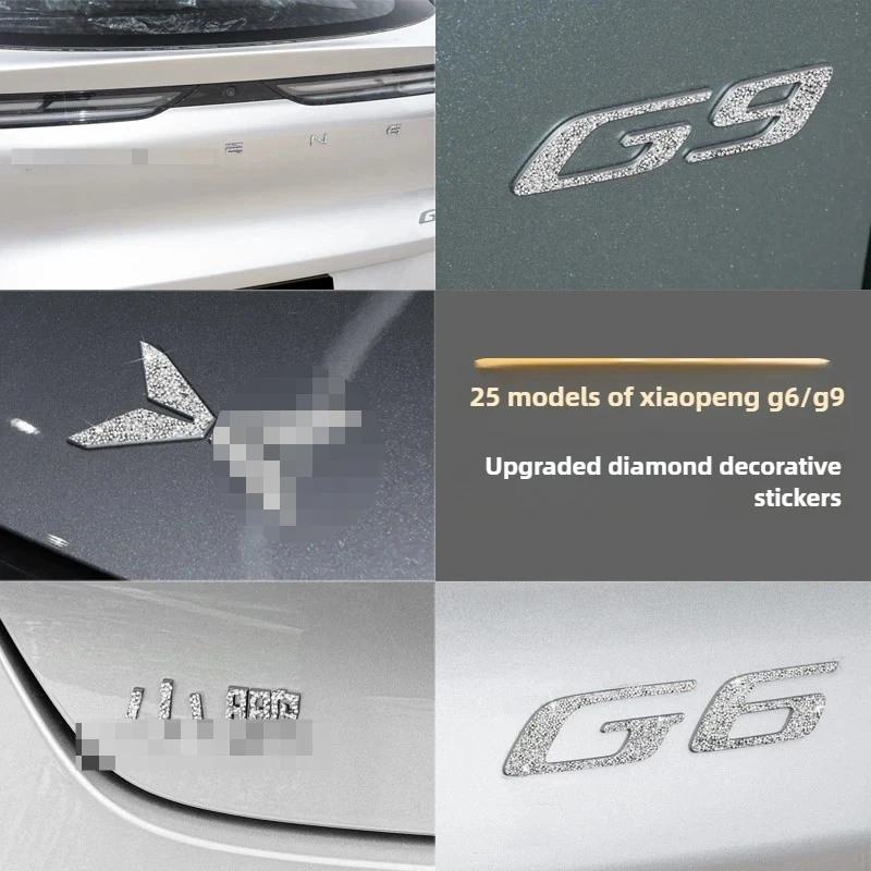 

For XPENG G9/G6 Crystal Emblem Cover - 3D Diamond Sticker Front & Rear, OEM Logo Overlay Car Badge Modification 2024 2025