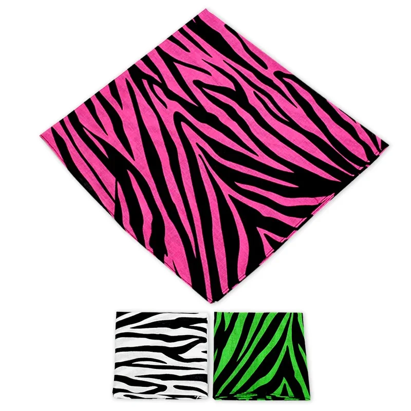 Fashion Women\'s Cotton Bandanas Hair Scarf Handkerchiefs Lady Zebra Pattern Hair Ribbon Bag Design Wrist Towel Foulard Headband