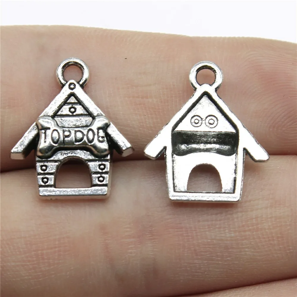 20 Stück Charms Knochen Hundehaus Charms Anhänger Herstellung DIY handgemachte tibetische Bronze Silber Farbe Schmuck