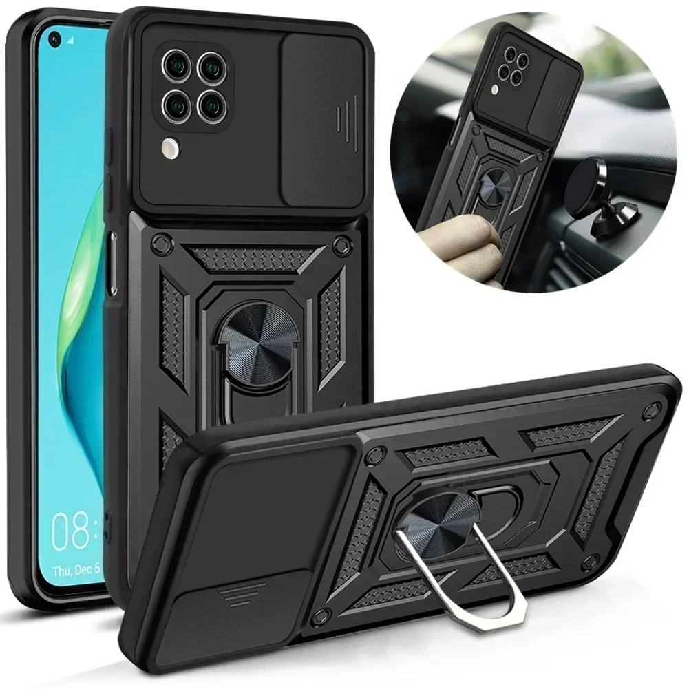 

For Huawei P40 Lite E Case Shockproof Armor Magnetic Ring Stand Phone Case For P30 P40 Lite Slide Camera Protection Back Cover