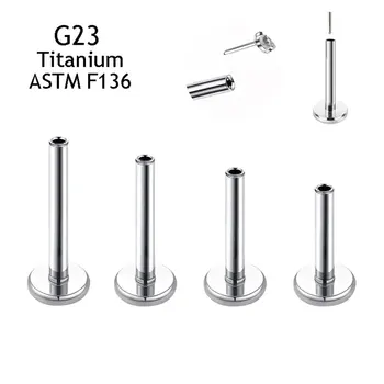 Wholesale Threadless Base ASTM F136 Titanium Jewelry Push In Tunnel Nose Rings Ear Lip Studs Labret Body Piercing Accessories