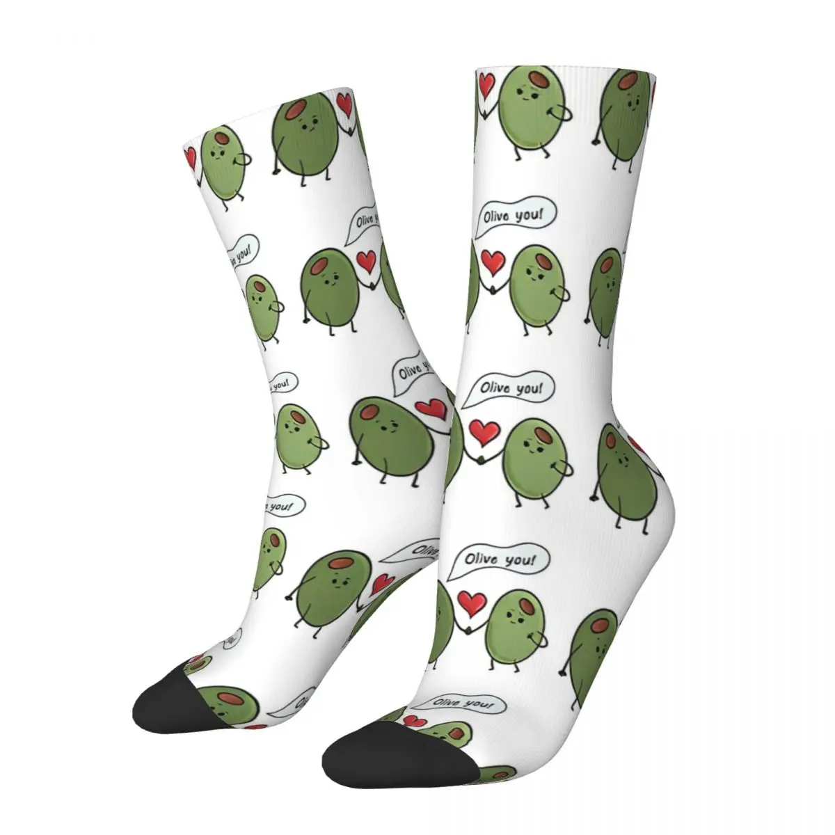 Winter Warm Funny Women Men Olive You Green Socks Be Happy Humor Funny Love Breathable Yoga Socks