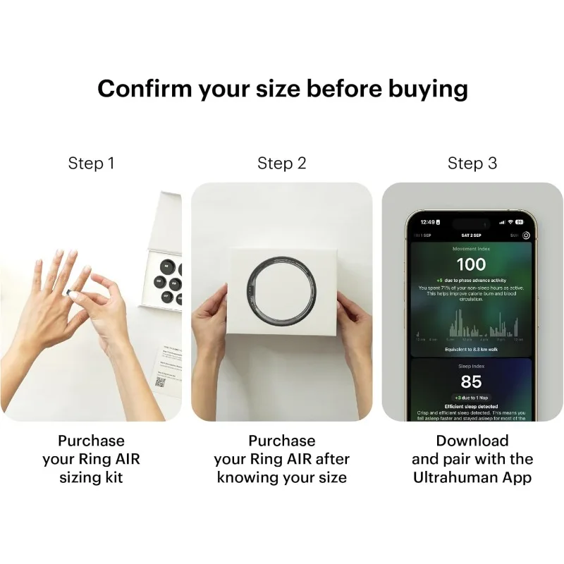 Ring AIR-Smart Ring Health Tracker, Size First Sizing Kit,Sleep Tracker,Smart Ring for Men/Women,Fitness Tracker