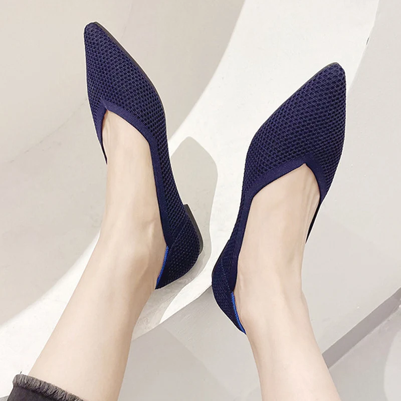 Fashion Flat Shoes 2023 New Elastic Women\'s Shoes Pointed Leisure Breathable Non slip Rubber Soles Spring and Autumn Shoes