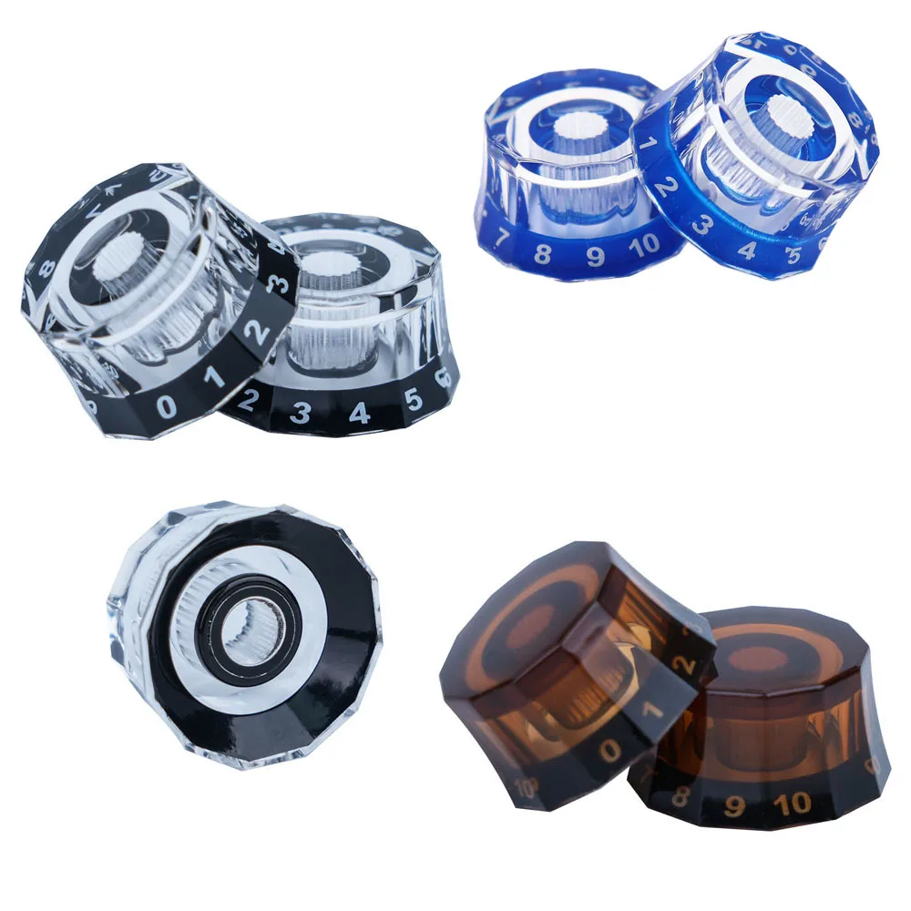 4pcs Guitar Knobs Clear Dodecagon Design Speed Control Volume Tone Knobs 18 Spline for SG LP Style Guitar Accessories