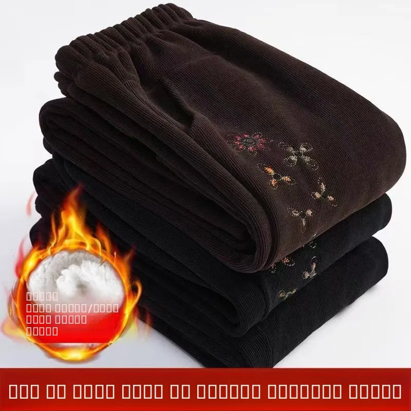 

Женские вельветовые брюки прямого кроя для осени и зимы, утепленные, повседневные, больших размеров, из вельвета