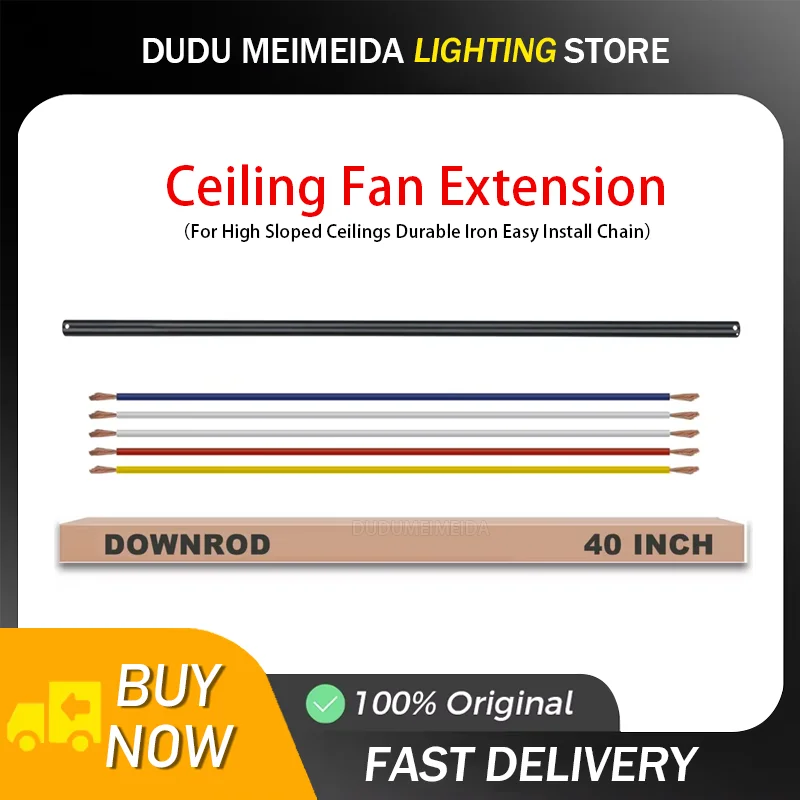 Ceiling Fan Extension Rod Downrod Fan Extender Long Drop Adjuster For High Sloped Ceilings Durable Iron Easy Install Chain