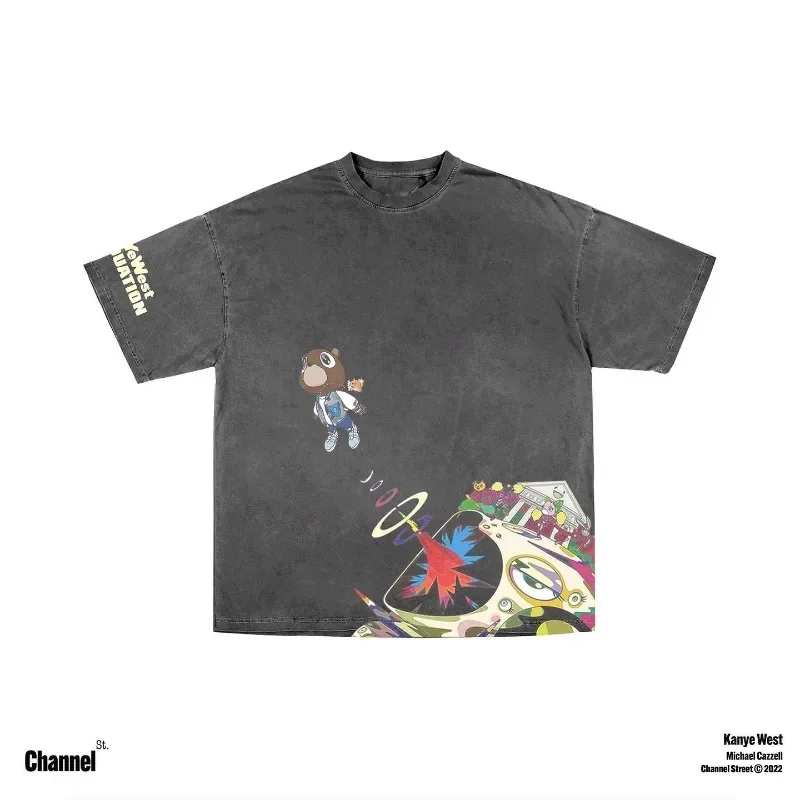 

y2k Top Street винтажная футболка с короткими рукавами и принтом аниме, мужская готическая Harajuku, модный повседневный свободный топ большого размера для пар