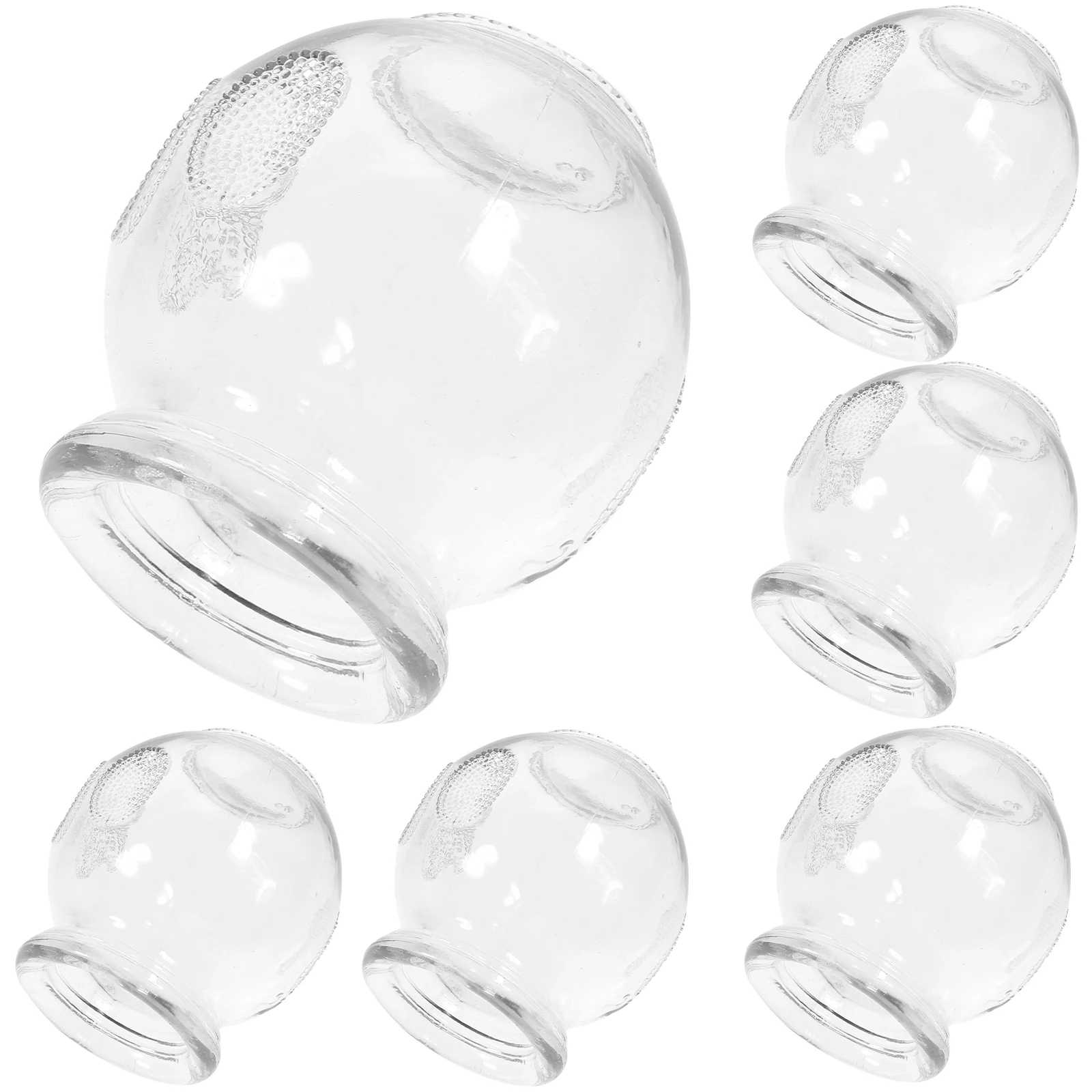 

6 Pcs Glass Cupping Fire Household Face Tool Machine Scraping and Kit Massage Cups