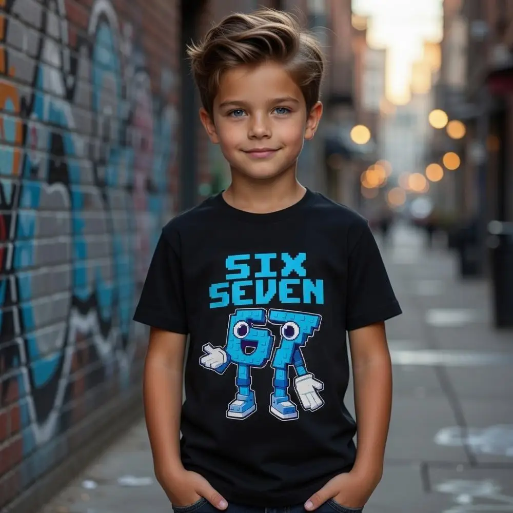 

Funny Six Seven Italian Brainrot 67 Number Graphic Print T-Shirt Boy Girl Hip Hop Street Tee Summer Comfortable Children's Gift