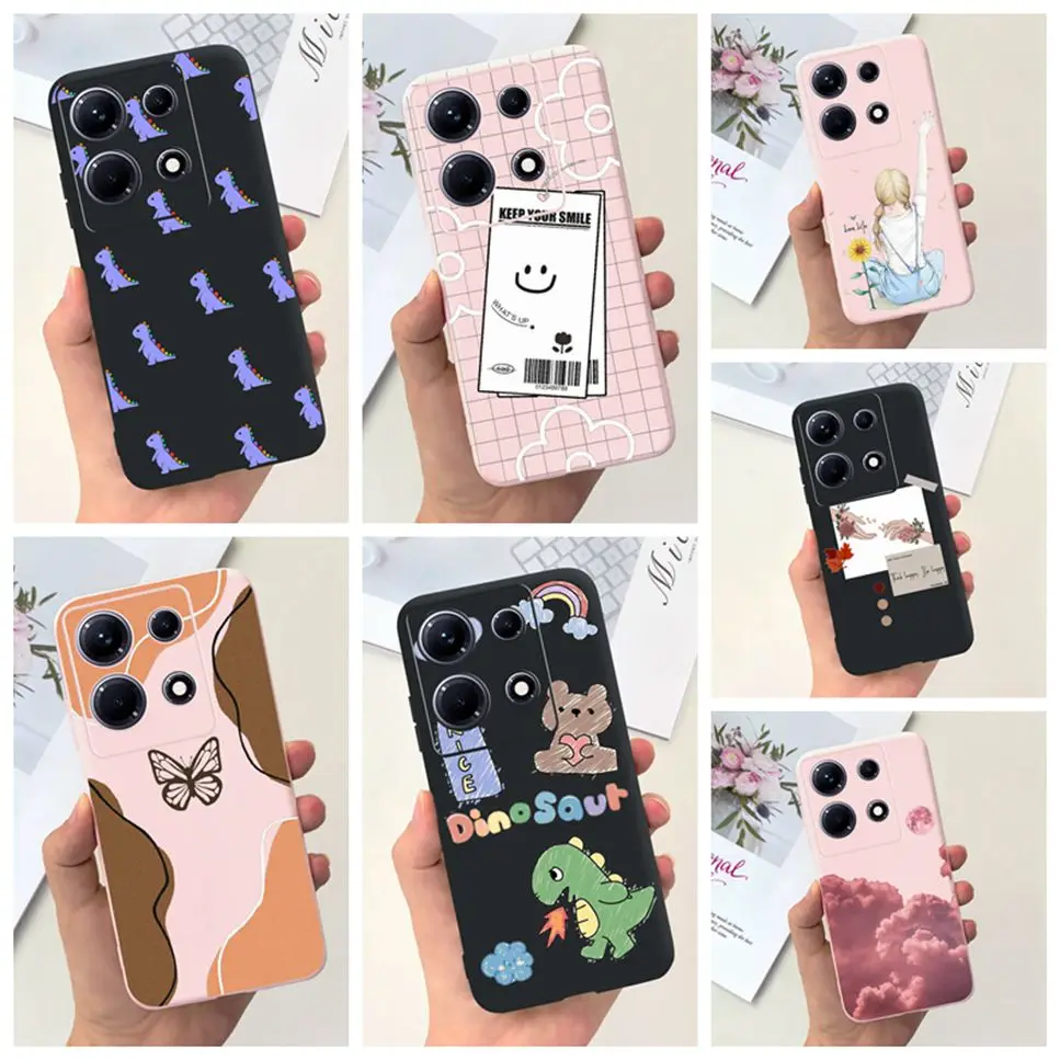 For Infinix Note 30 X6833B Case Cute Dinosaur Black Pink Soft Silicon Cover For Infinix Note30i 30 Pro 4G Phone Cases Fundas