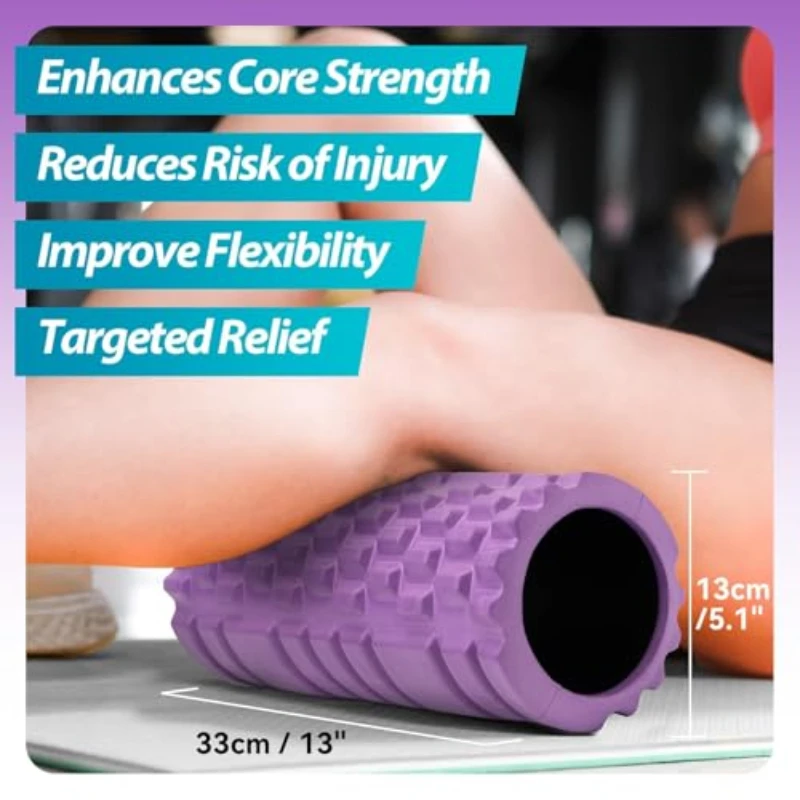 Foam Roller Yoga Column Fitness Yoga EVA Foam Roller Yoga Stick Deep Tissue Massage Roller, Suitable for Back/Waist/Leg Muscle