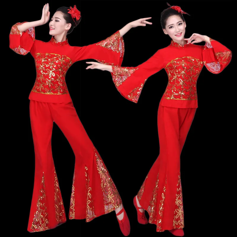 Yangko costume 2024 new adult female middle-aged and elderly fan dance waist drum team square dance yangko suit