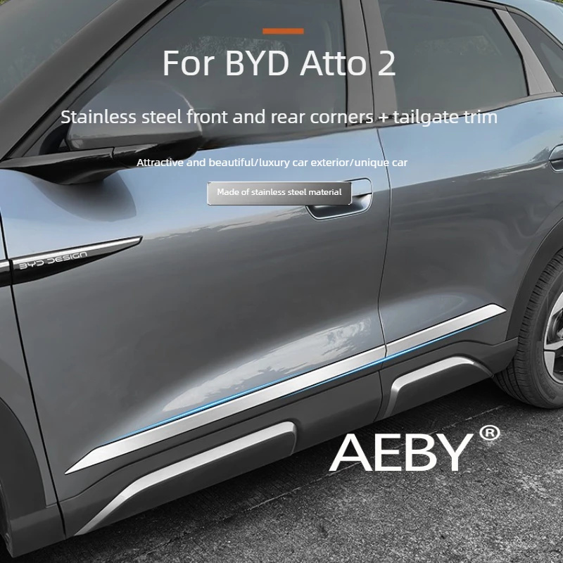 

AEBY For BYD Atto 2 Smart Driving Editio 2024 Stainless Steel Body Side Molding,Stainless Steel Door Edge Guard,car exterior