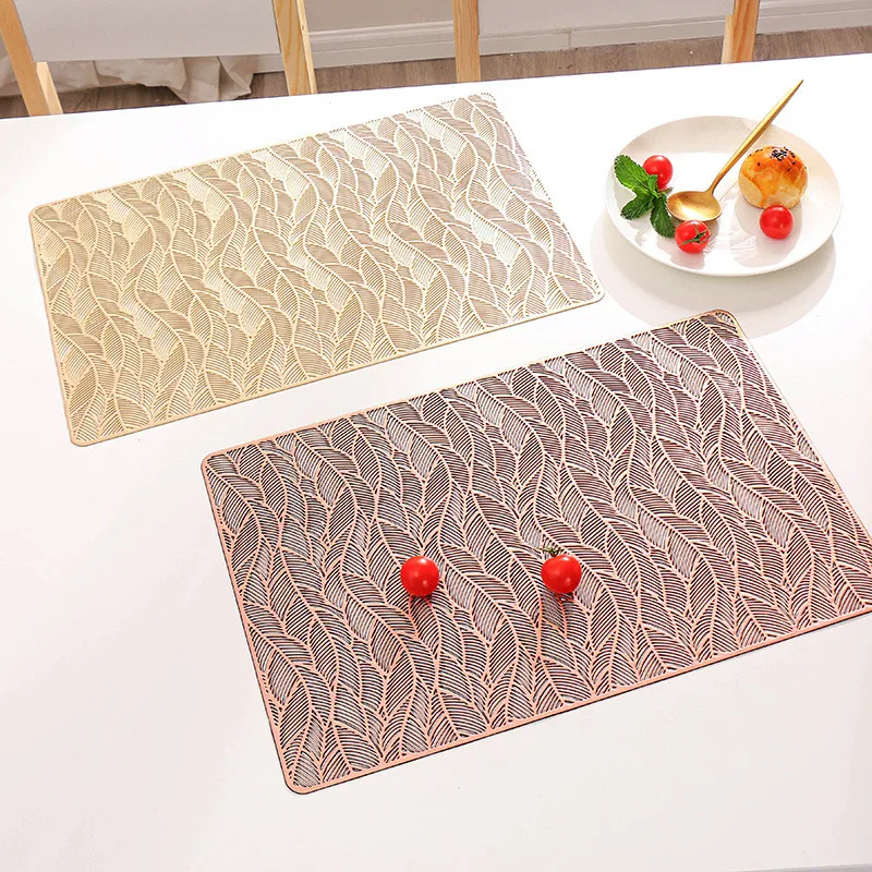 

1Pc 45x30cm Rectangle Leaf Pattern Table Mat PVC Heat Insulation Placemat Home Dining Table Waterproof Plate Pad