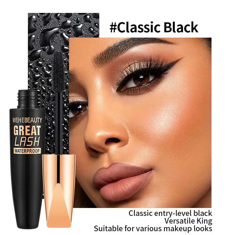 4d Waterproof Mascara Natural Long-Lasting Non-Smudding Black Silk Fiber Lengthens Eyelashes Female Beauty Cosmetic Eye Makeup
