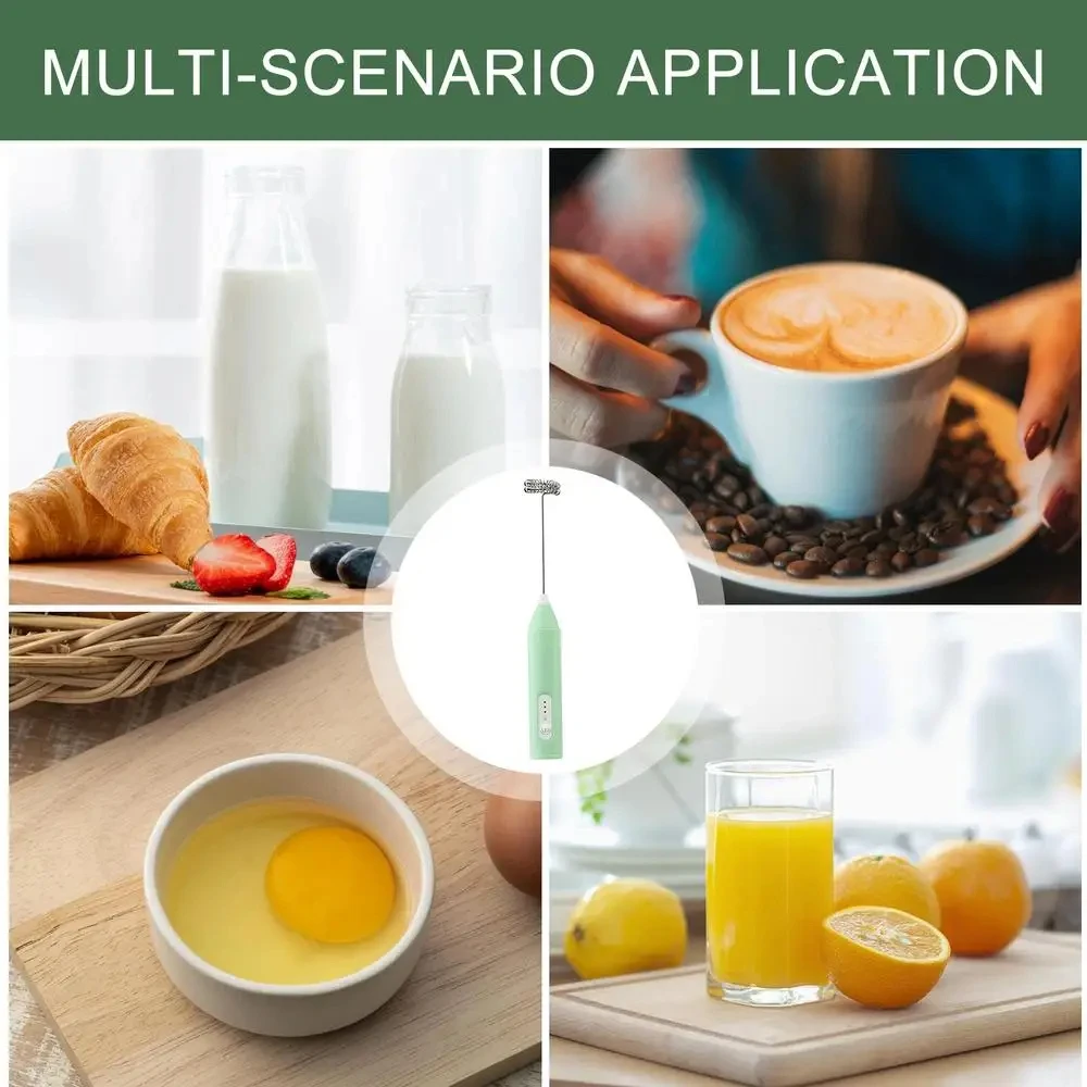 3-Speed Rechargeable Electric Milk Frother, Portable Handheld Coffee Mixer, Egg Beater, Cooking Tool, Beverage Food Mixer