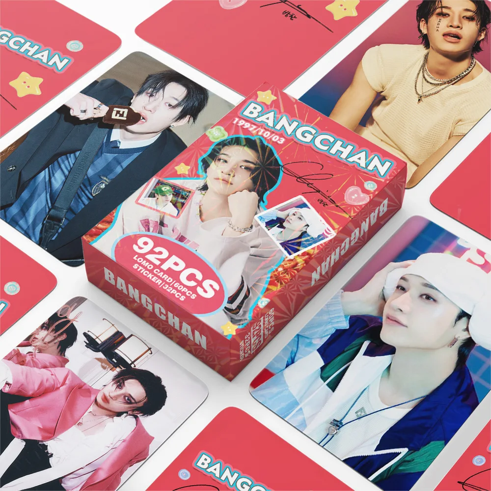 

Stray Kids New 92pcs Celebrity Support Card BANGCHAN Photo Card SKZOO Photo Card Sticker Han Felix LOMO Card Wholesale