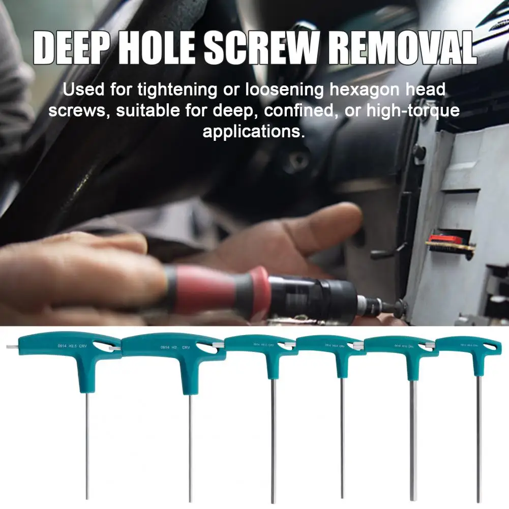 Hole Screw Removal T handle Hex Wrench Set Professional Steel Tool for Auto Bike Repair Extended Shaft Mechanics